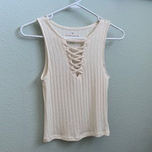 American eagle comfortable ribbed lace up tank!